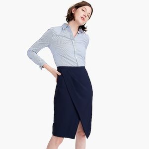Petite asymmetrical pencil skirt in Japanese Cupro